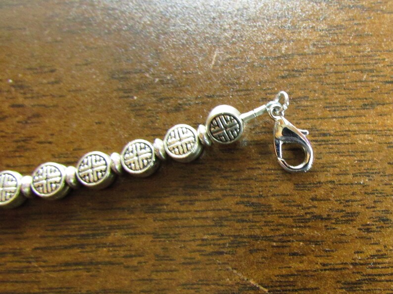 SALE Adjustable to 8 Beaded Hand Crafted Steel Cable Throwback Accessories Asian Style Silver Beads Silver Spacers Bracelet