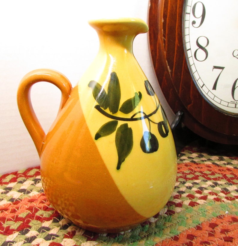 Olive Oil Jug Made in Italy Hand Crafted Ceramic Pitcher Etsy