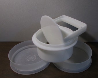 Tupperware Hamburger Maker 4" Press / Collar Ring / 2 Patty Holders - Kitchen Must Have - Home Decor