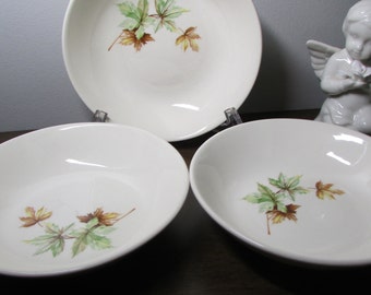 Maple Leaf Pattern 50's Era Berry Bowls - Set of 3 - Salem china USA Made - Preparation / Serving / Dessert Dishes -Mid-Century Home Decor