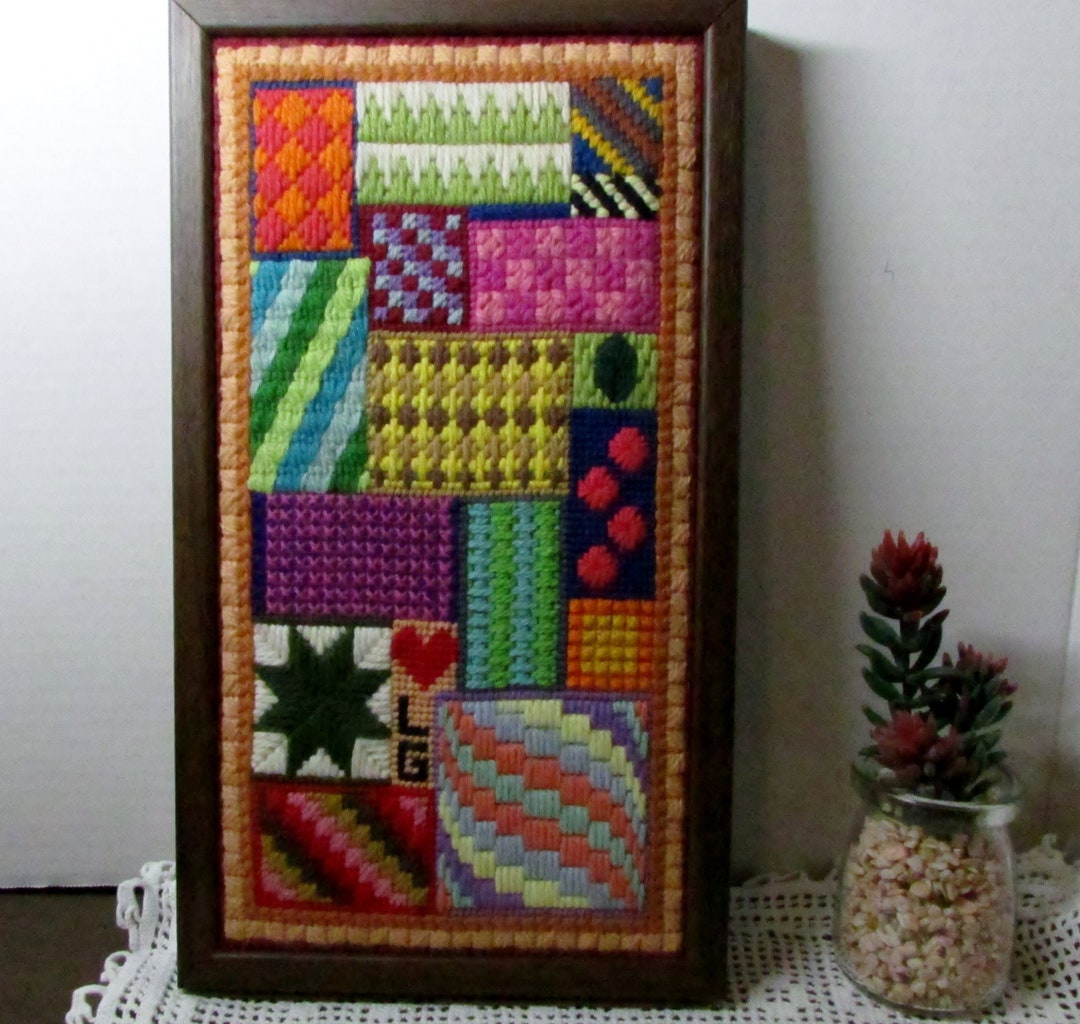 Needlepoint Stitch Sampler Wall Art Wall Hanging Needle Work Etsy