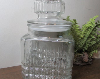 Koeze Glass Apothecary Jar - #3 Glass Block Container - Decorative Storage - Candy Jar - Food Storage - Kitchen Pantry / Counter Home Decor