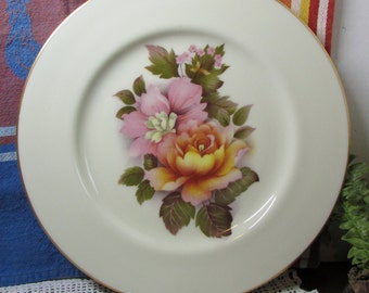 Lenox Special Decorative Plate - Hand Painted - Made USA - Signed by Dawn - Beautiful Flowers - Gold Rim Dish - Country Charm Home Decor