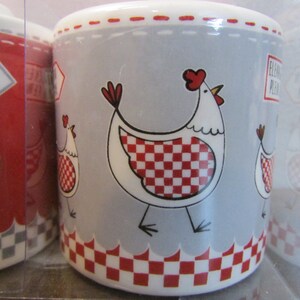 French Made Chicken Motif Salt & Pepper Shaker NOS Original Box Red White Ceramic Adorable Kitchen Must Have Kitchen Home Decor image 3