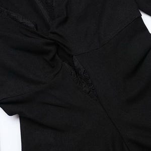Vamp Romantic Fitted Dress, Black Mermaid Maxi Dress V-neck, Long ...