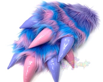 Blue, pink, and lavender furry paws