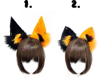 Orange & Black Cat Ears - Cosplay - Costume