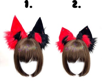 Red & Black Cat Ears - Cosplay - Costume