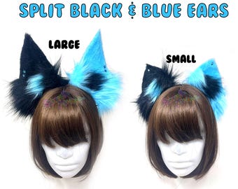 Split Black & Blue Ears