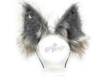 Large Gray Ears - Wolf Ears - Cosplay Ears - Fur suit Ears