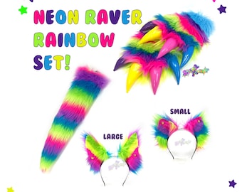 Neon Raver Rainbow Animal Set - Halloween Outfit - Cosplay