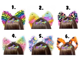 Rainbow, Leopard, Tiger, Cat Ears