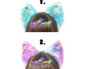 Pastel Dreamy Blue & Pink Kitty Ears