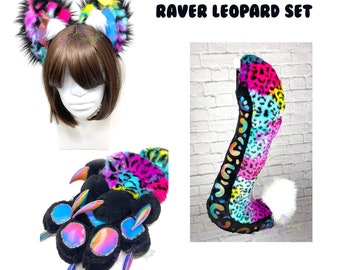 Raver Rainbow Leopard Set - Cosplay