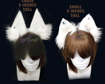 Grandes oreilles blanches - Cosplay - fourrures - oreilles de loup - oreilles de chat