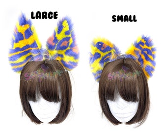 Acid Wash Large & Small Ears - Cat Ears - Animal Headband Ears - Raver Accessories