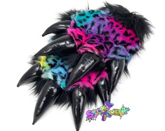 Dark Leopard Rainbow Paws - Cosplay - Furry Paws