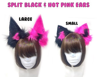 Split Black & Hot Pink Ears