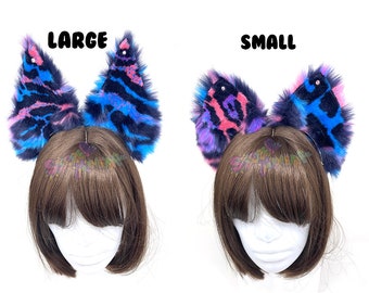 Future Funk Leopard Ears - Raver Ears - Furry Ears - Costume Headband