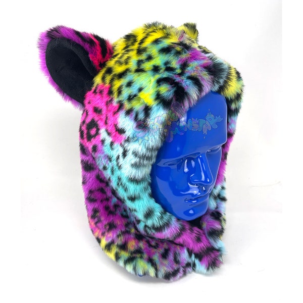 Lisa Frank Inspired Rainbow Leopard Hood