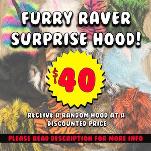 Furry Raver Überraschungs Haube - On Sale Fursuit Teil - Therian Gear - Erschwinglich