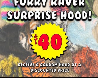 Furry Raver Surprise Hood - On Sale Fursuit Partial - Therian Gear - Affordable