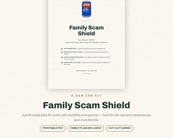 Kit de Proteção Familiar Contra Golpes | Plano de Resposta a Chamadas Golpistas, Voz com IA e Scripts de Emergência Falsos, PDF de Segurança Contra Fraudes para Imprimir