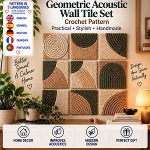 Geometrisch haakpatroon voor wanddecoratie, panelen van gestructureerde vezels (digitale download)