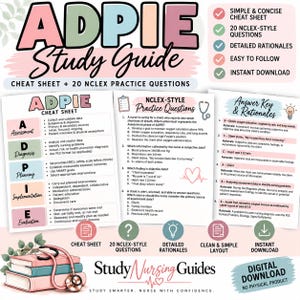 ADPIE-studieguide och 20-frågors övningsprov i NCLEX-stil