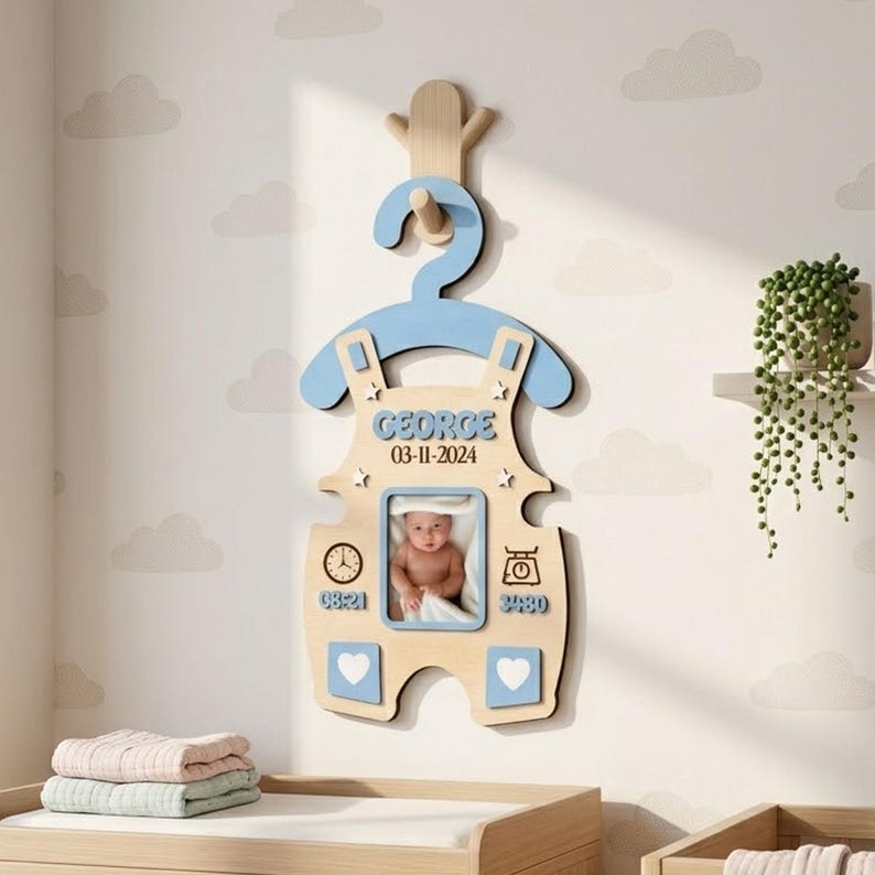 Wooden Birth Signs Laser Cut | Personalized Baby Milestone Keepsake ...