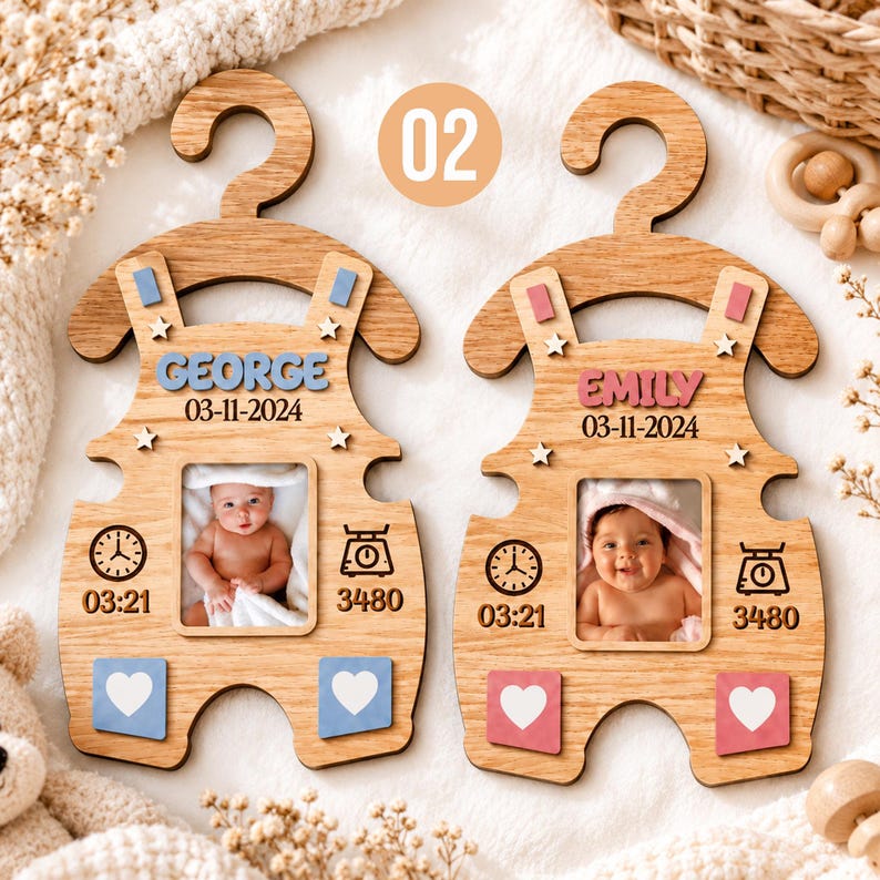 Wooden Birth Signs Laser Cut | Personalized Baby Milestone Keepsake ...