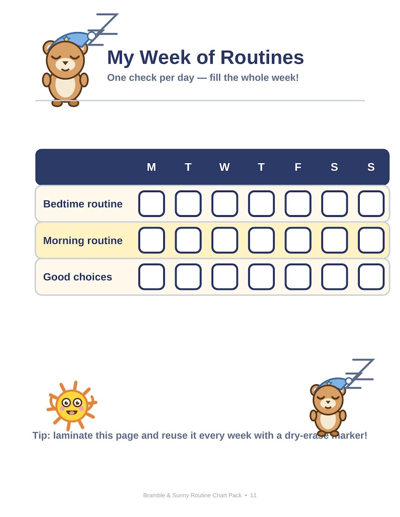 Editable Routine Chart for Kids, Printable Morning Bedtime Routine ...