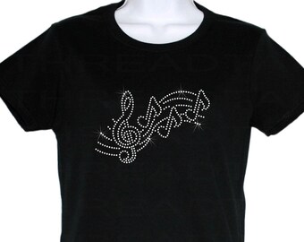 Girls Rhinestone T-Shirt /" Music is Love with Music Notes /" in Size 3 to 14