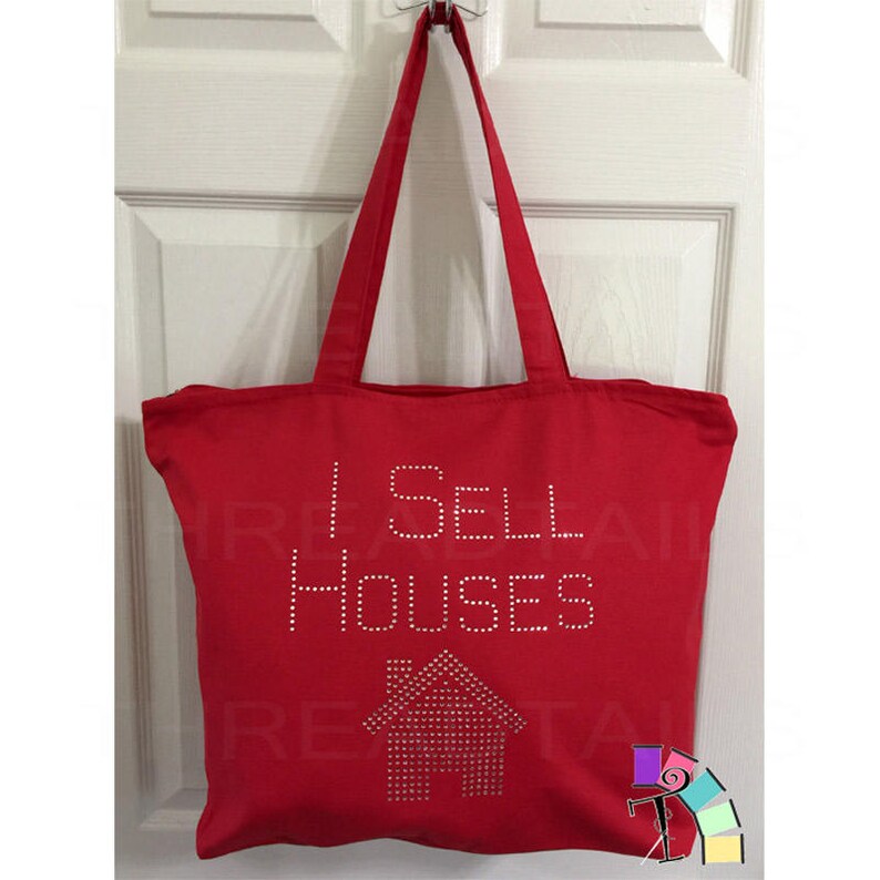 Realtor Tote Bag Realtor Gift Rhinestone I Sell Houses Red Etsy