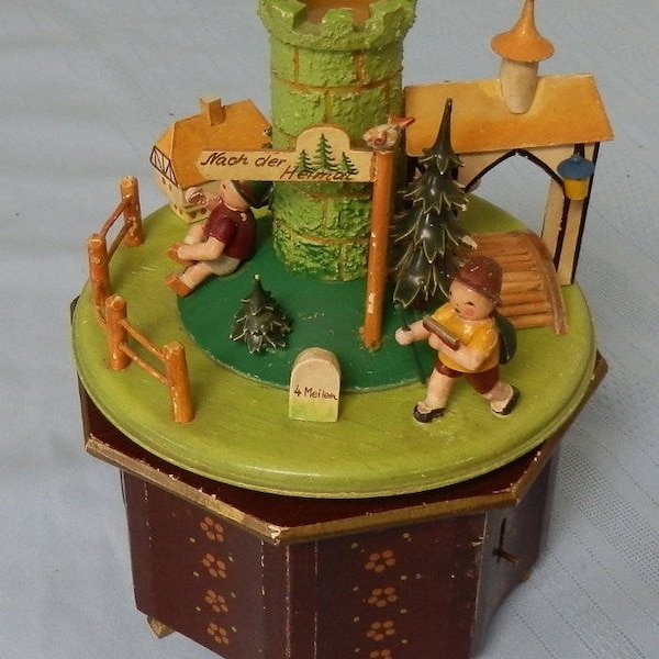1953 Steinbach Germany Music Box Musical Castle 36 note 2 song Thorens Swiss movement Link to Video
