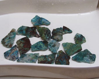 16 slabs of 1960s stock Mexican Chrysocolla Sonora malachite azurite gem silica