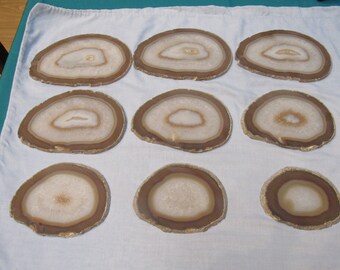 Brazilian Agate 9 matching Slabs from same Nodule 2 lb 15 oz spectacular banded