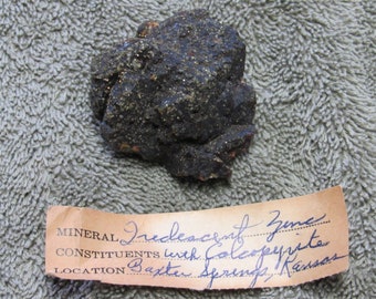 Irridescent Zinc w constituents Chalcopyrite labeled Baxter Spring Kansas