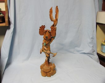 19.5 inch Adrian Poleahla Owl Falconer Mongwa Hopi Indian Kachina Katsina Doll