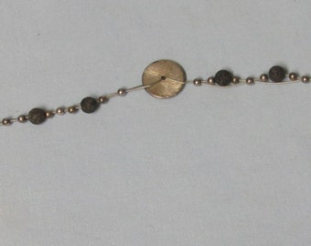 Sterling Silver Wire Bracelet marked 925 Lava Rock and Silver Beads