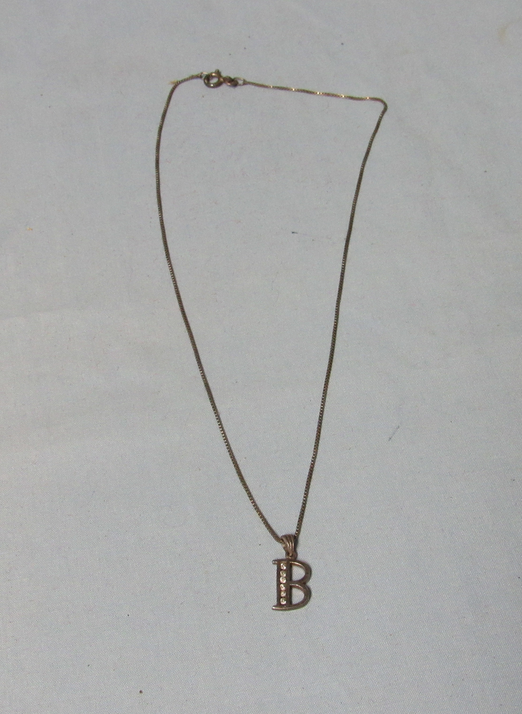 Sterling Silver Necklace With Letter Monogram B Initial