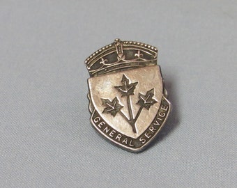 Sterling Silver Canada WWII period General Service screw back pin 7/8 x 9/16 inch # 666140 military