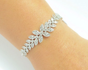 Leaf bracelet, Branch bracelet, Flower bracelet, Bride wedding bracelet, Bridesmaid gift bracelet, Flower girl bracelet, Wedding bracelet