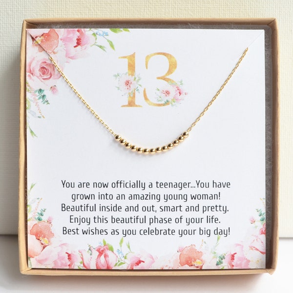 13th birthday gift for girl, 13th birthday necklace for daughter, Teenager Granddaughter Niece Sister 13th birthday gift, 13 years old girl