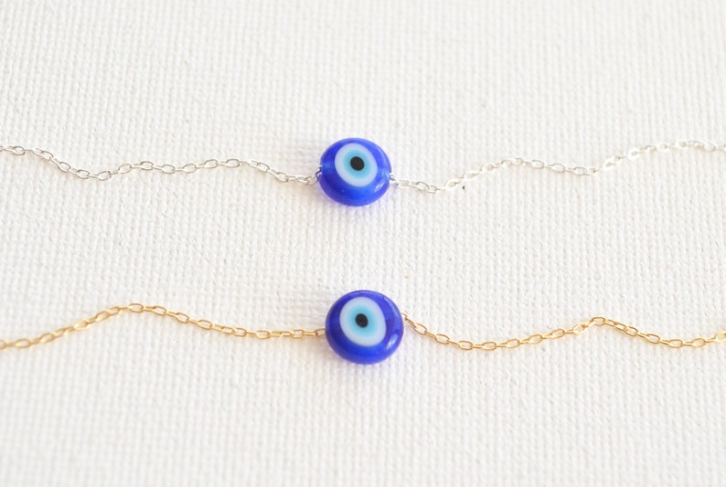 Evil eye necklace-Gold evil eye choker-Dainty evil eye necklace-Blue evil eye necklace-Nazar necklace gold-Tiny evil eye jewelry for women image 4