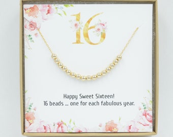 Cadeaux Sweet 16 pour fille, cadeau 16e anniversaire pour fille, Sweet 16, collier Sweet 16, bijoux Sweet 16, collier 16e anniversaire, 16 petite-fille