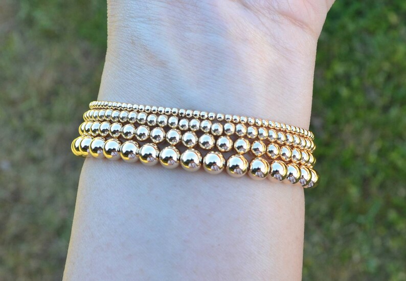 14K Gold Filled Beaded Layered Braceletdainty Stacking Etsy
