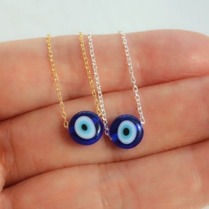 Evil eye necklace-Gold evil eye choker-Dainty evil eye necklace-Blue evil eye necklace-Nazar necklace gold-Tiny evil eye jewelry for women image 5