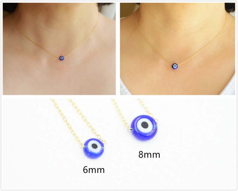 Evil eye necklace-Gold evil eye choker-Dainty evil eye necklace-Blue evil eye necklace-Nazar necklace gold-Tiny evil eye jewelry for women image 7