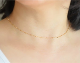 Satellite necklace-Dot chain necklace-Beaded necklace-Gold filled choker-Layering necklace-Dainty necklace-Satellite chain-Dainty necklace